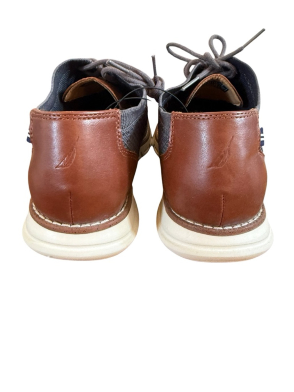 Men's Nautica Gray Knit Oxfords & Derbys Size 10 with Brown Accents - Picture 6 of 7